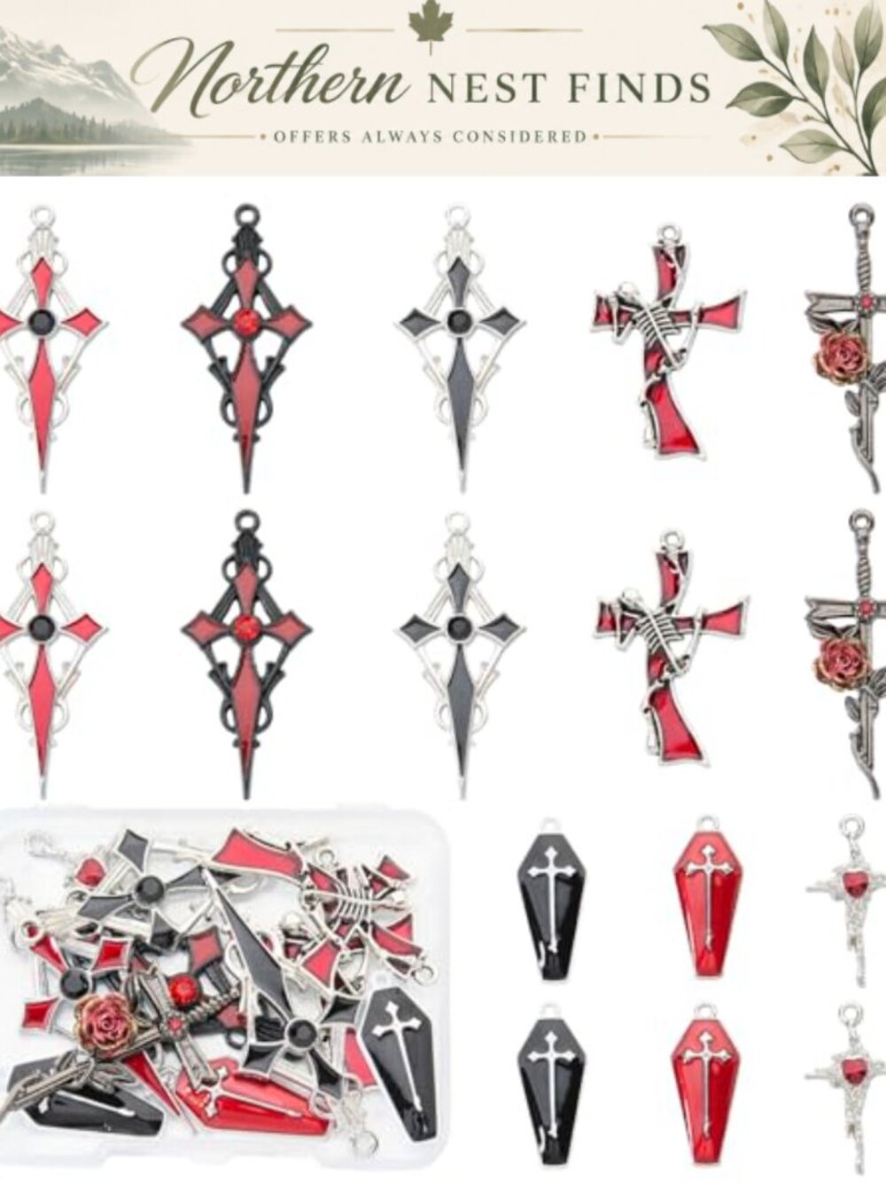 Alloy Enamel Gothic Charms Set for DIY Jewelry Making Bracelets Earrings